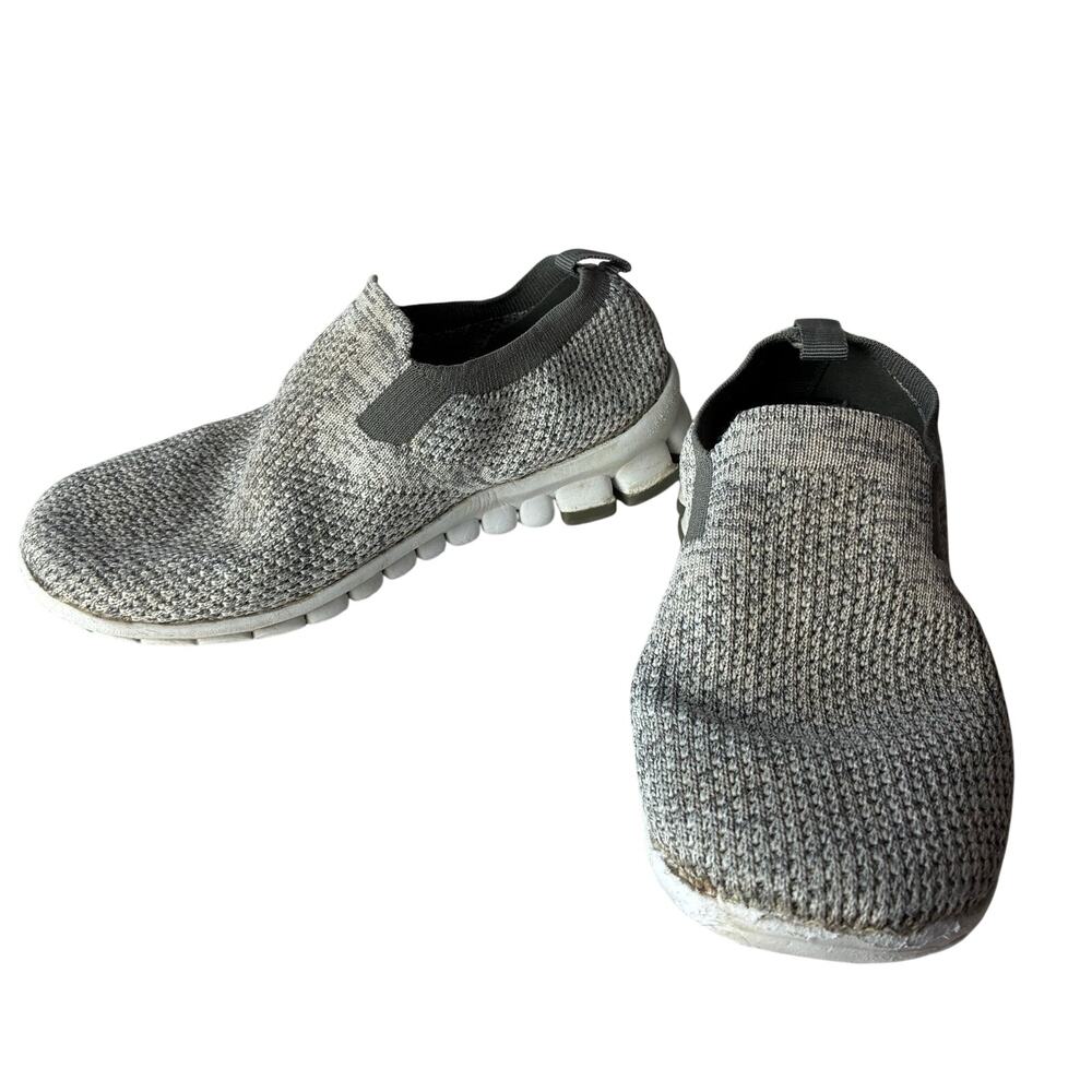 NoSox Eddy Jr Slip On Knit Shoes Kids 13 Gray White Casual Lightweight Comfort
